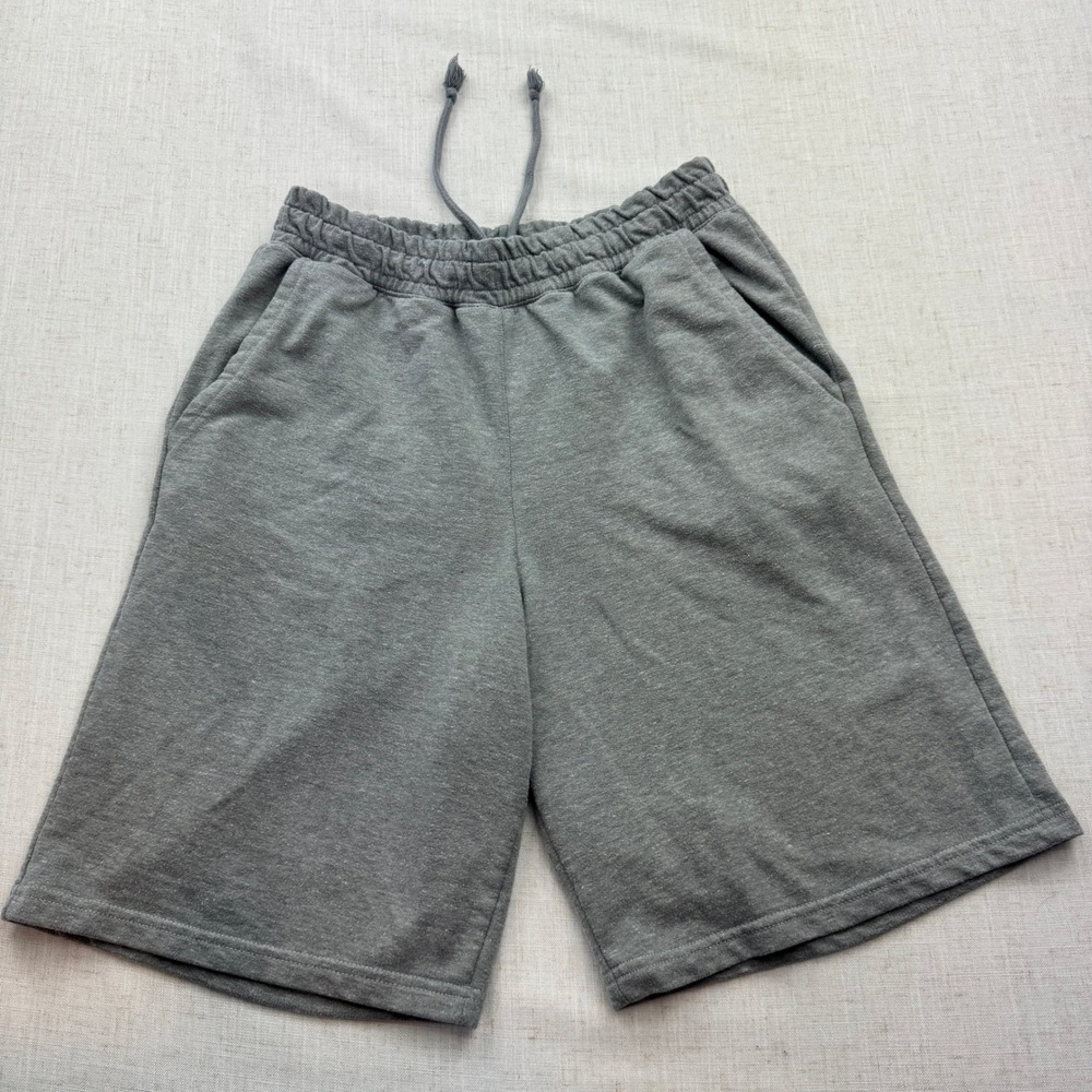 Hanes Sweat Shorts Mens Small Gray Jersey Knit Drawstring Pockets Loungewear